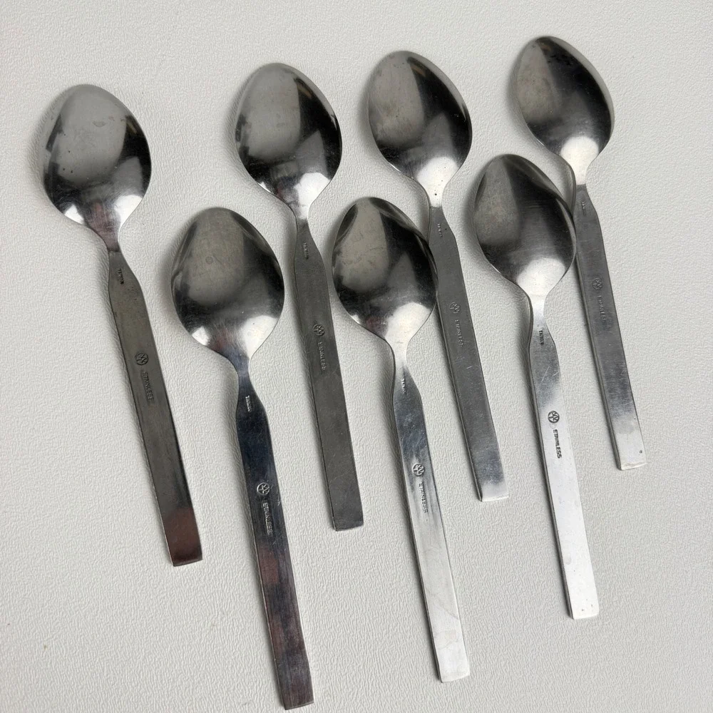 Rogers International Teaspoons (Vogue) Set of 6 Stainless Geometric Flatware